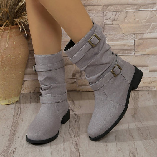 Bottes en cuir denim