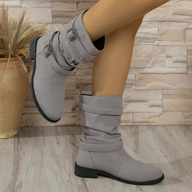 Bottes en cuir denim
