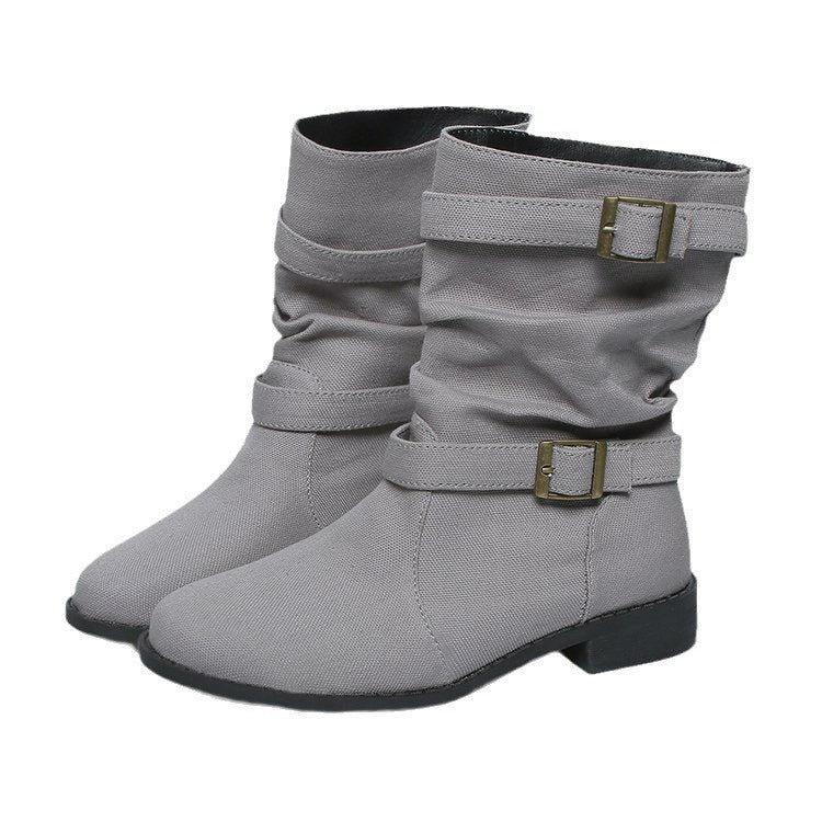 Bottes en cuir denim